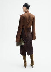 Scarf Blouse in Silk Charmeuse - Moose - CO Collections